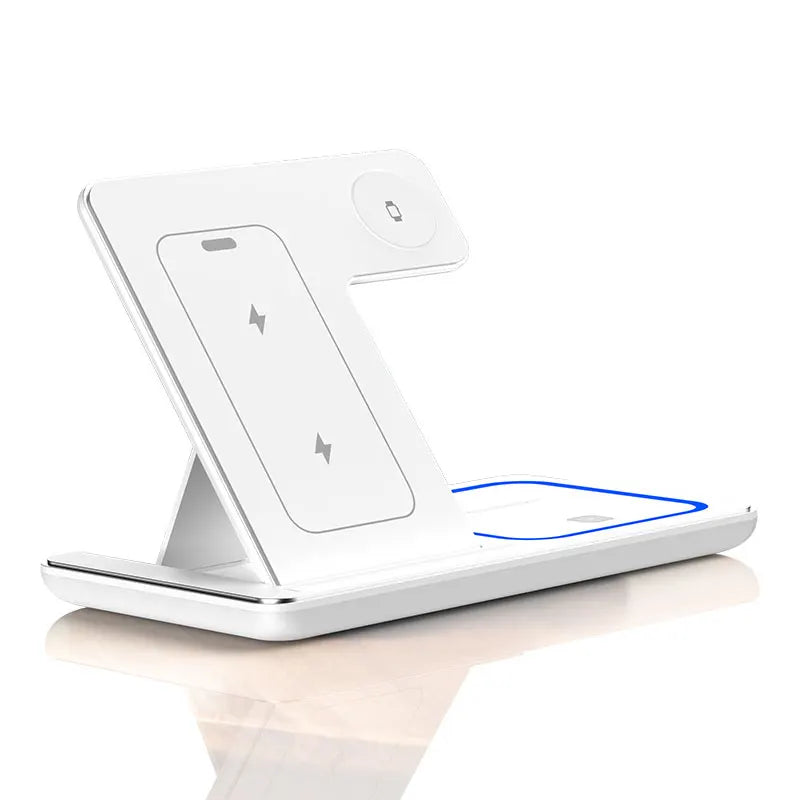 3-in-1 30W Fast Wireless Charger Stand | Foldable Charging Station for iPhone, Apple Watch & AirPods